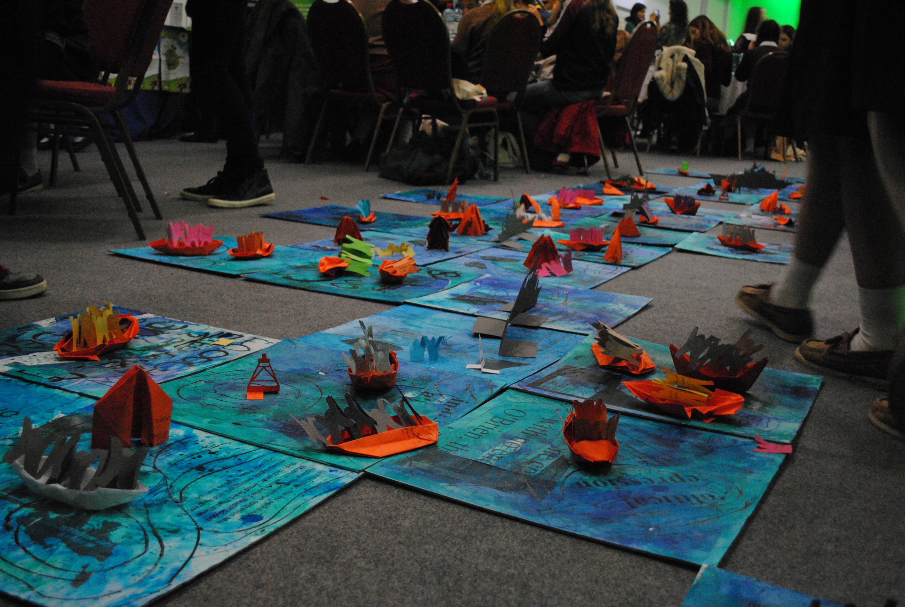 Photo: Boats created by attendees at sea (19 November, 2015) © Presentation College Bray/80:20 Educating and Acting for a Better World.