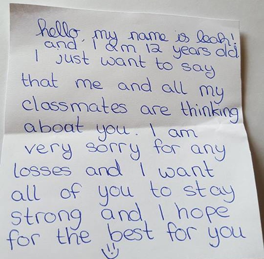 Photo: Letter from a 5th class student – November 2015 via Ireland Refugee Solidarity Blog